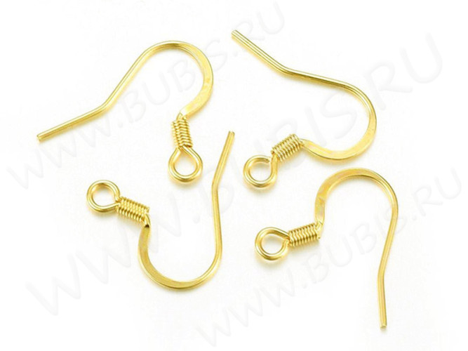 Швензы-крючки №096 19*15,5*0,7мм позолоченные Gold Plated 18K золотистые (Хирургическая Сталь) (1 пара)