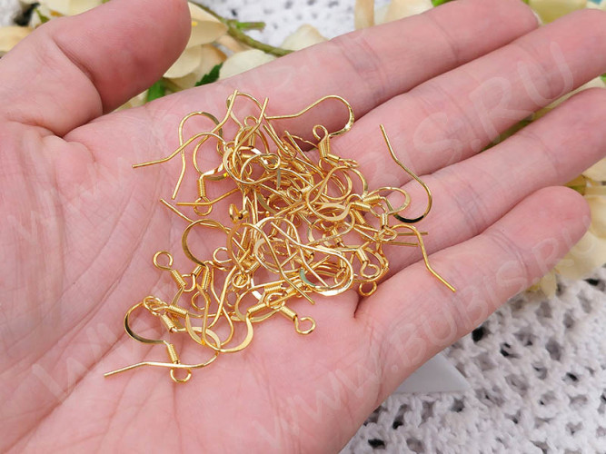 Швензы-крючки №096 19*15,5*0,7мм позолоченные Gold Plated 18K золотистые (Хирургическая Сталь) (1 пара)