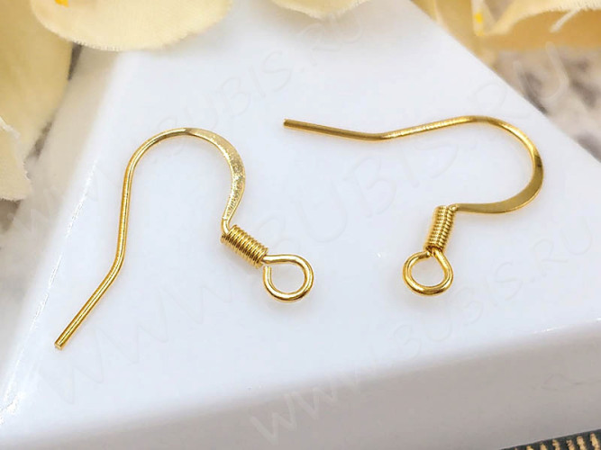 Швензы-крючки №096 19*15,5*0,7мм позолоченные Gold Plated 18K золотистые (Хирургическая Сталь) (1 пара)