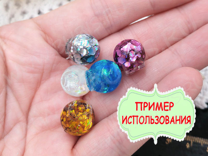 Наполнение для смолы и бутылочек 131 блёстки Bubis Crafts шестигранники МИКС 1-3мм голубые с АВ полупрозрачные в контейнере (декор)