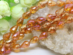 Бусина Капля гранёная 15*9,5*9,5мм янтарная с АВ прозрачная (имитация Сваровски)