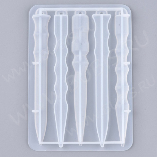 Молд 238 для эпоксидной смолы брелоки для самообороны 5 ножей палочки для волос (силикон)