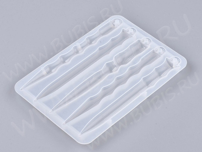 Молд 238 для эпоксидной смолы брелоки для самообороны 5 ножей палочки для волос (силикон)