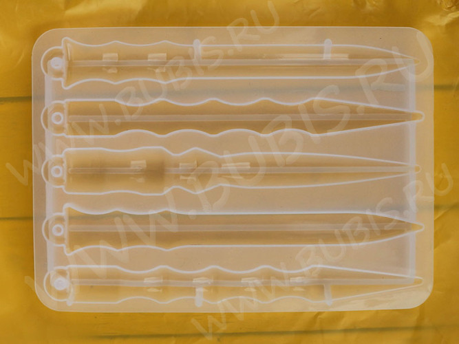 Молд 238 для эпоксидной смолы брелоки для самообороны 5 ножей палочки для волос (силикон)