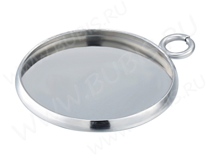 Подвеска-сеттинг Круг 55 (сеттинг 16мм) 20*17,5*2,5мм цвет платины (Хирургическая сталь)