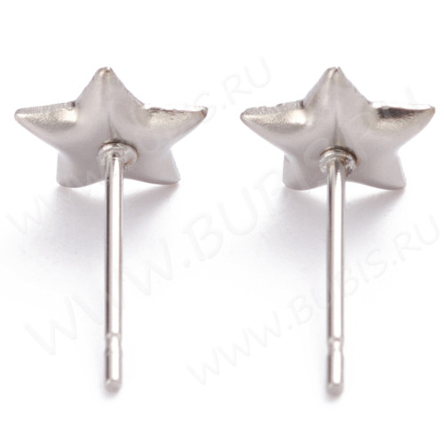 Пуссеты ("гвоздики") №194 (с сеттингом звезда 7*7мм) 12,5*7*0,6мм цвет платины (Хирургическая сталь) (1 пара)