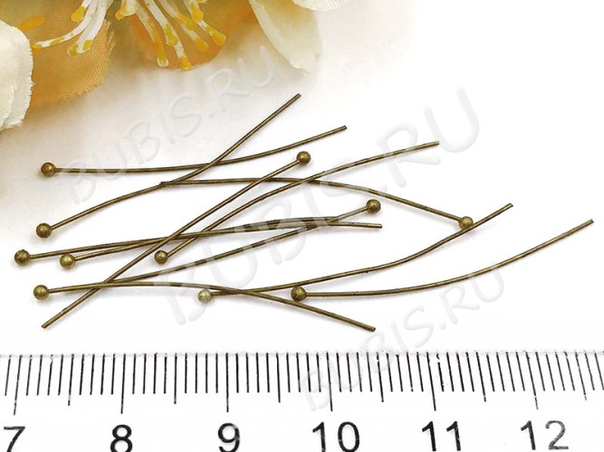 Штифт с ШАРИКОМ 35*0,5мм античная бронза светлая (Brass) (10шт.)