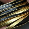 Купить Шнур кожаный 26 мягкий кожзам полоска 3*1мм чёрно-золотистый (1м) с доставкой по России