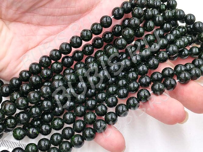 Бусина округлая 6мм Авантюрин тёмно-зелёный имит. (камни) (НИТЬ)