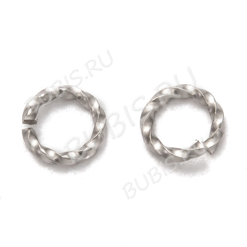 Кольцо декоративное 43 витое разъёмное 8*8*1,5мм цвет платины (Хирургическая сталь)(10шт)