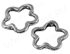 Бусина Рамка Цветочек 01 15,5*15*1,9мм античное серебро (литьё)