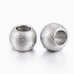 Бусина Шарик металлический "сахарный" 4*3мм цвет платины (Хирургическая сталь)