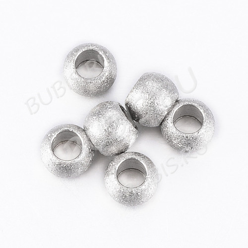 Бусина Шарик металлический "сахарный" 4*3мм цвет платины (Хирургическая сталь)  