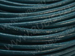 Шнур кожаный 03 воловья кожа 2мм круглый т.бирюзовый (1м)