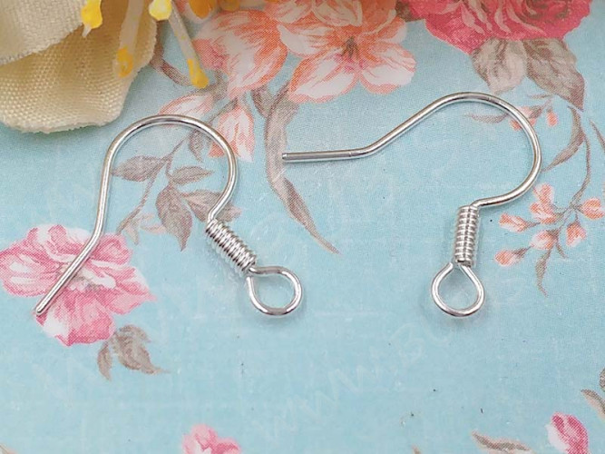 Швензы-крючки №003 без шарика 15*15мм серебристые (Iron) (20 пар)