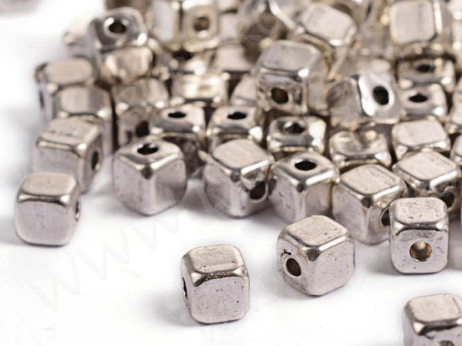 Бусина 103 Кубик маленький 4*4*4мм античное серебро (литьё) (10шт.)