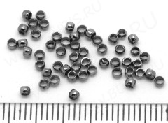 Зажимные бусины 02 округлые 2*2*1,2мм чёрный никель (Brass) (2г. ок.160шт.)