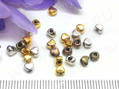 Бусина 091 Сердечко маленькое 4*3*3мм МИКС (литьё) (20шт.)