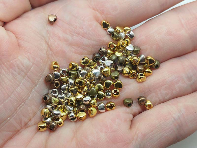 Бусина 091 Сердечко маленькое 4*3*3мм МИКС (литьё) (20шт.)