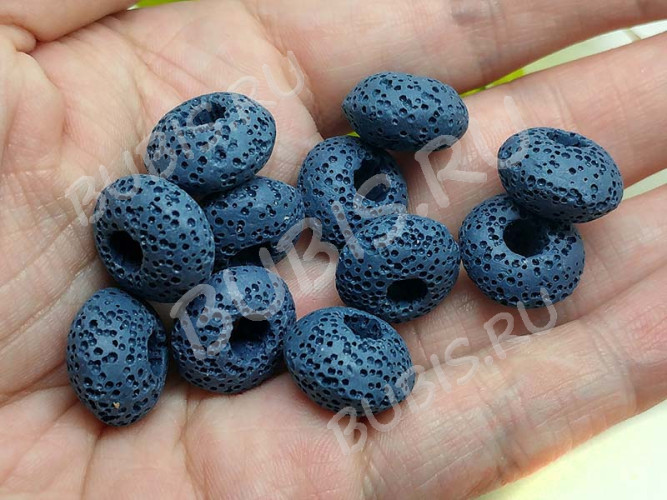 Бусина Пандора 071 Рондель каменный 16*16*9мм Лава синяя (камни) (Pandora Style)