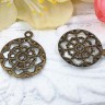 Купить (СКИДКИ!!!) Декоративный элемент 092 подвеска Круг ажурный 16,5*13,8*0,5мм античная бронза (Iron) (имитация скани) (10шт.) с доставкой по России