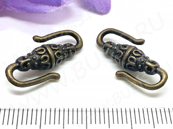 168 Тоггл-крючок S-образный античный 23*12*6мм античная бронза (литьё)