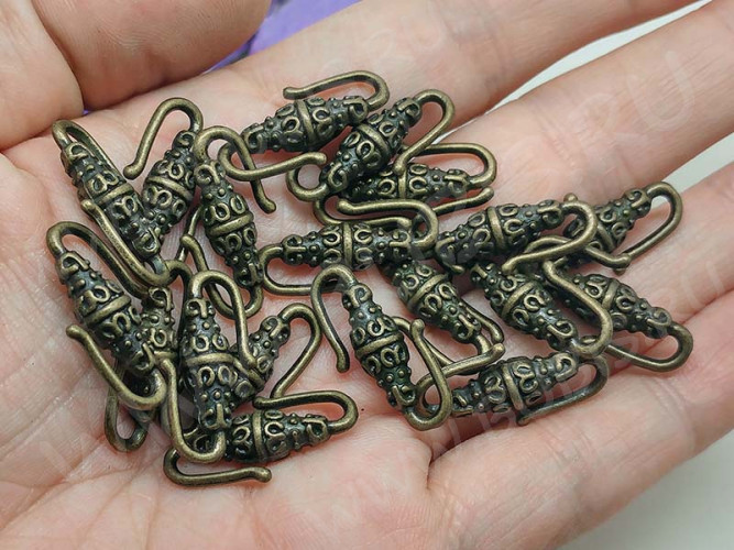 168 Тоггл-крючок S-образный античный 23*12*6мм античная бронза (литьё)