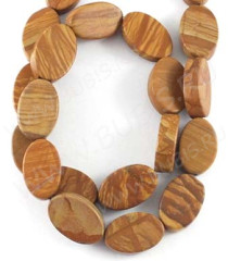 Бусина каменная Овал 09 20*13,5*6,5мм Кремень св.коричневый (камни)