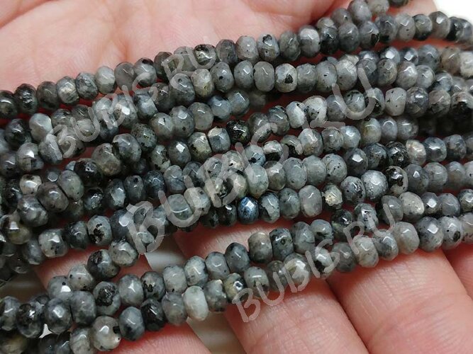 Бусина каменная Рондель 16 ГРАНЁНЫЙ 4*4*2,5мм Ларвикит (Норвежский Лабрадорит) (камни) (10шт.)