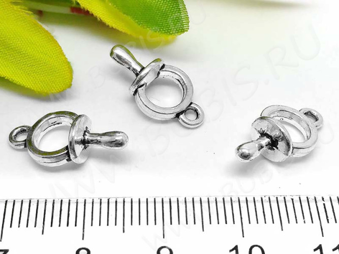 (СКИДКИ!!!) Подвеска Соска 02 3D Пустышка 17*9*6мм античное серебро (литьё) (10шт.)