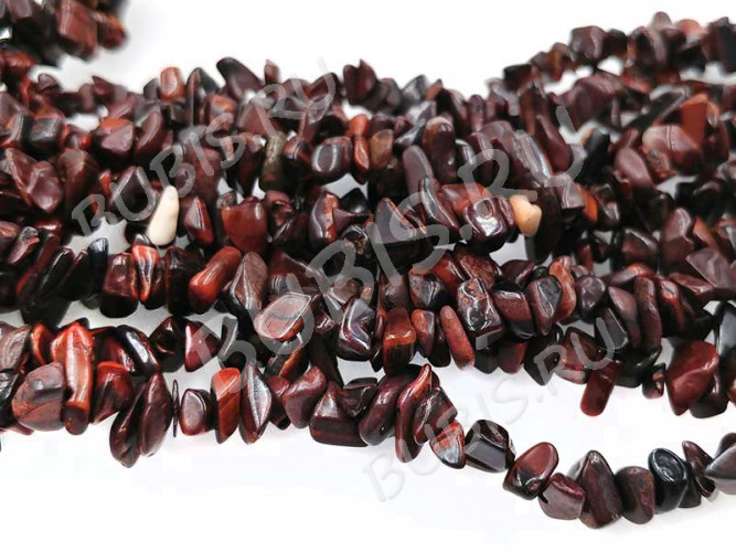 Крошка (галтовка) каменная 166 5-9мм Бычий глаз натуральный (камни) (нить 43-45см)