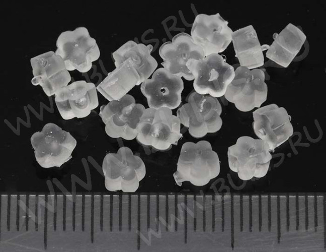 Зажимы для пуссет(гвоздиков) и швенз №16 прорезиненные крепёжки (02) 4*4*2,5мм полупрозрачные матовые (ок.100шт.)