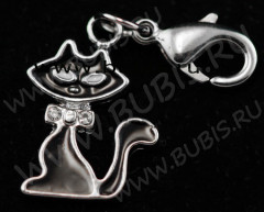 Подвеска Кошка 20 18,5*13*2мм чёрная (цветные подвески)
