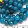 Купить (ОПТ) Бусина округлая ГРАНЁНАЯ 10мм Агат т.голубо-бирюзовый (камни) (НИТЬ) с доставкой по России