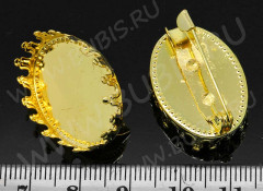 Основа (заготовка) для броши №24 булавка (с сеттингом 25*18мм) 26*19*12мм золотистая (Iron и Brass)