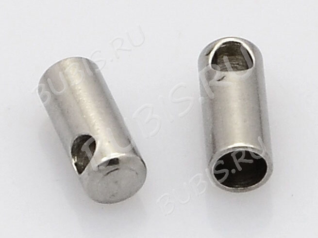 Концевик 098 7,5*2,8*2,8мм для шнура до 2,3мм цвет платины (Хирургическая сталь)