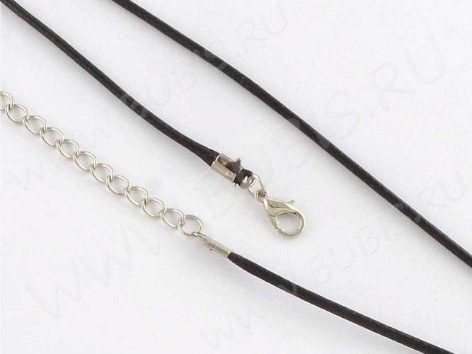 Шнур с замочком 22 вощёный полиэстеровый "корейский" круглый 2мм тёмно-коричневый (43см)