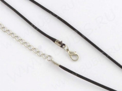 Шнур с замочком 22 вощёный полиэстеровый &quot;корейский&quot; круглый 2мм тёмно-коричневый (43см)