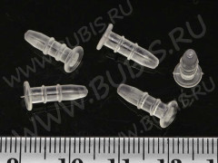 Заготовка заглушки для телефона 03 прорезиненная 13*6*6мм ПРОЗРАЧНАЯ (пластик) (10шт.)