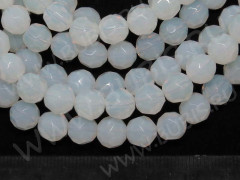 (ОПТ) Бусина округлая ГРАНЁНАЯ 8мм Лунный камень синт. (Опалит) (камни) (НИТЬ)