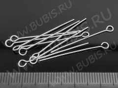 Пин серебряный с петлёй 30*0,6мм (Sterling Silver) (10шт.)