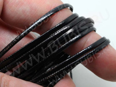 Шнур кожаный 25 мягкий кожзам полоска 2*1мм чёрный (1м)