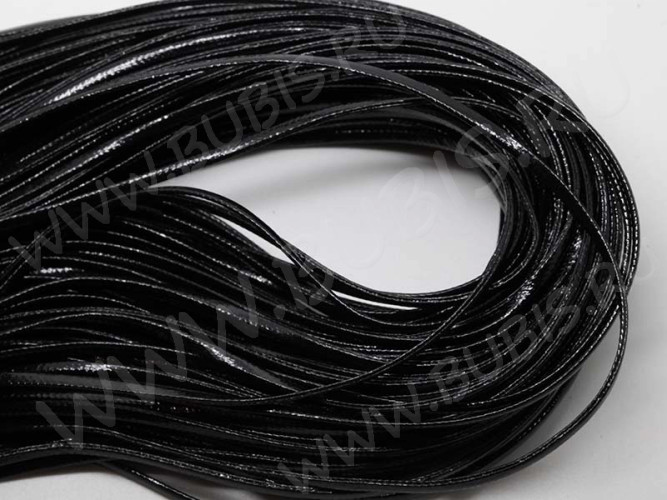 Шнур кожаный 25 мягкий кожзам полоска 2*1мм чёрный (1м)