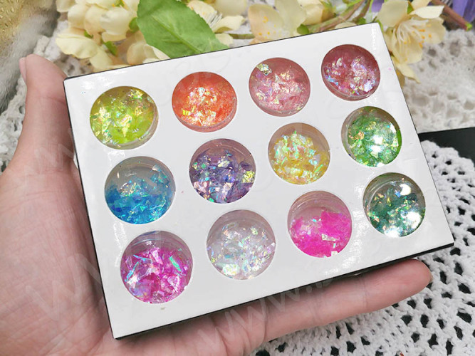 Наполнение для смолы и бутылочек 091 комплект хлопьев слюды пластиковой МИКС (декор)