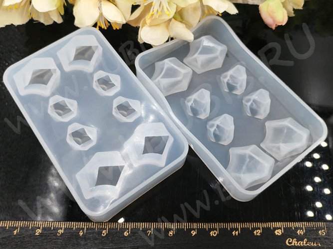 Молд 162 для эпоксидной смолы 90*55*15мм 3D Кристаллы бесформенные (силикон)