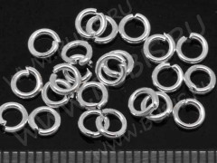 Колечки обычные толстые 4*1мм серебристые (BRASS) (20шт.)