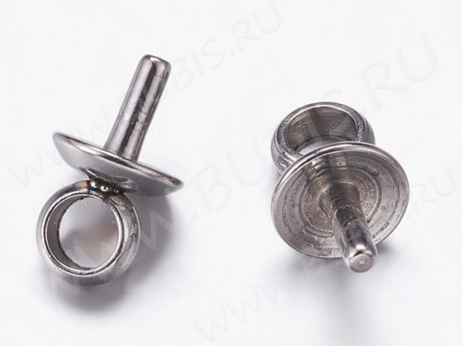 Держатель кулона 096 шапочка со штырьком 6,5*4*4мм цвет платины (Хирургическая Сталь)