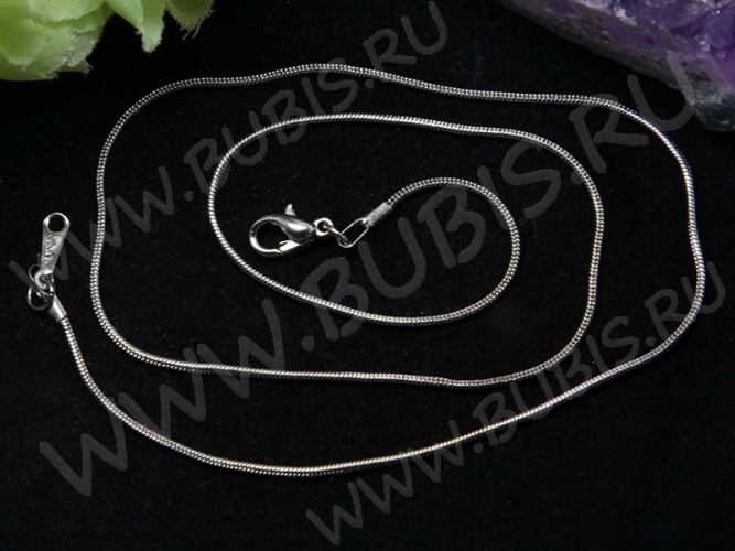 Шнур с замочком 19 Цепочка для кулона 1,2мм цвет платины (Brass) (43см)