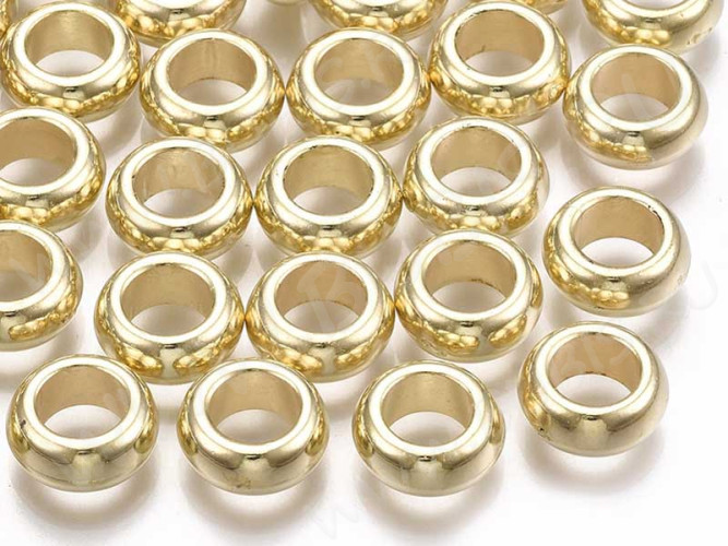 Бусина 212 акриловая рондель с большим отверстием 10*4,5мм светлое золото (АКРИЛ CCB) (10шт.)
