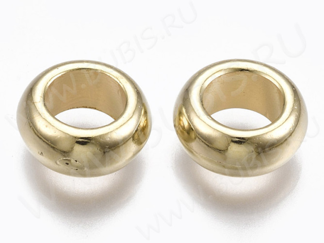 Бусина 212 акриловая рондель с большим отверстием 10*4,5мм светлое золото (АКРИЛ CCB) (10шт.)